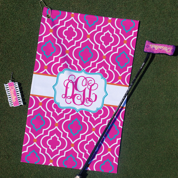 Custom Colorful Trellis Golf Towel Gift Set (Personalized)