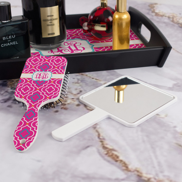 Colorful Trellis Hair Brush - With Hand Mirror