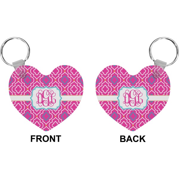 Colorful Trellis  Heart Keychain (Front + Back)