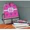 Colorful Trellis Large Backpack - Gray - On Desk