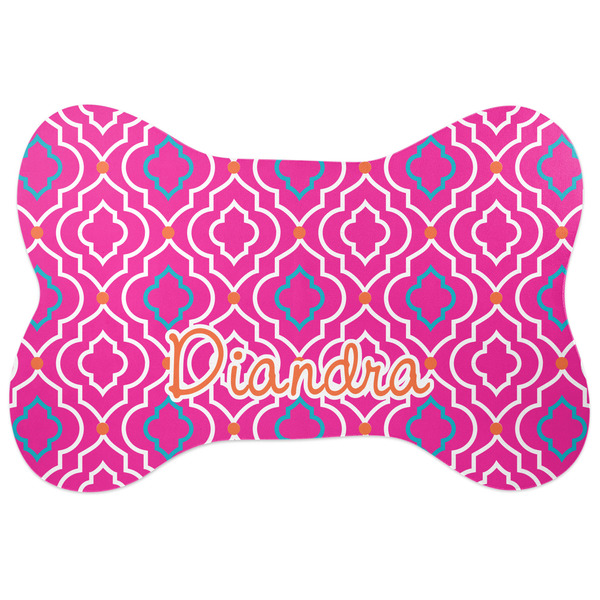 Custom Colorful Trellis Bone Shaped Dog Food Mat (Large) (Personalized)