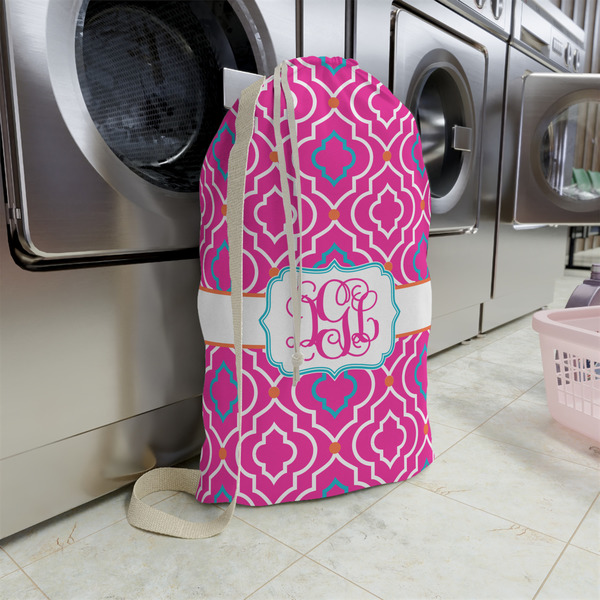 Colorful Trellis Large Laundry Bag - In Context