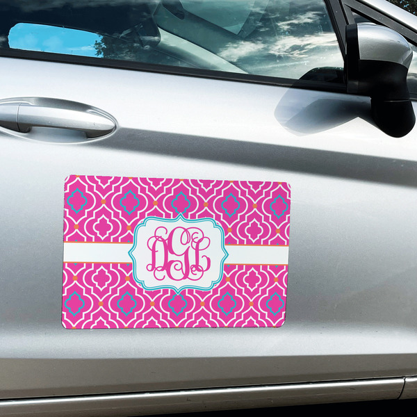 Colorful Trellis Large Rectangle Car Magnets- In Context