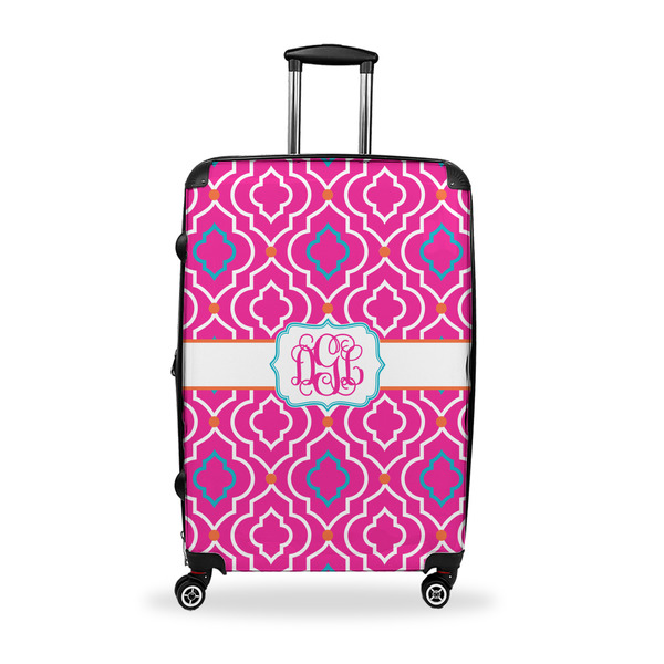 Custom Colorful Trellis Suitcase - 28" Large - Checked w/ Monogram