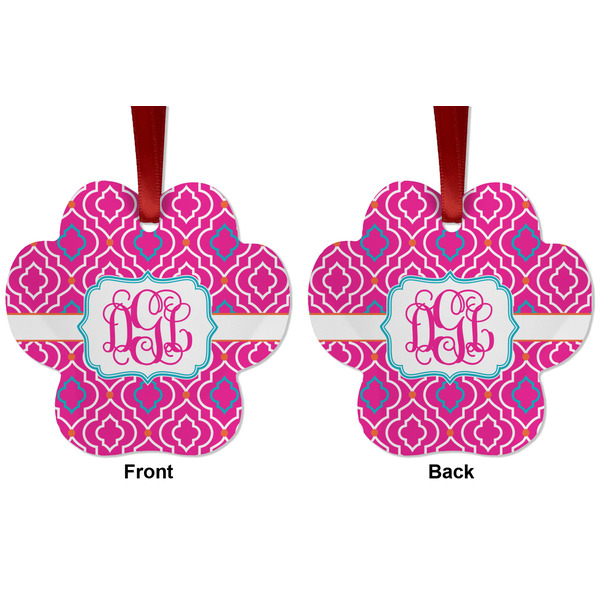 Colorful Trellis Metal Paw Ornament - Front and Back