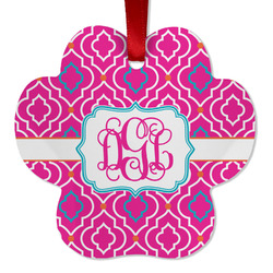Colorful Trellis Metal Paw Ornament - Double Sided w/ Monogram