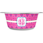 Colorful Trellis Stainless Steel Dog Bowl - Medium (Personalized)