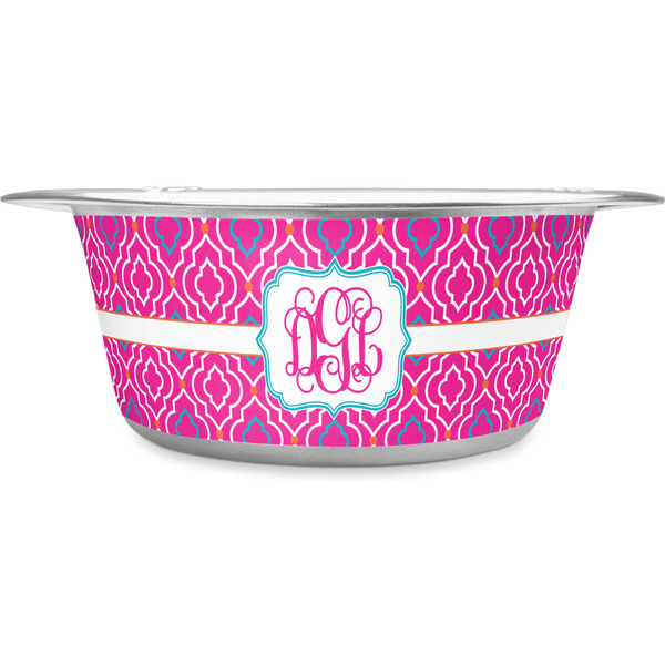 Custom Colorful Trellis Stainless Steel Dog Bowl (Personalized)
