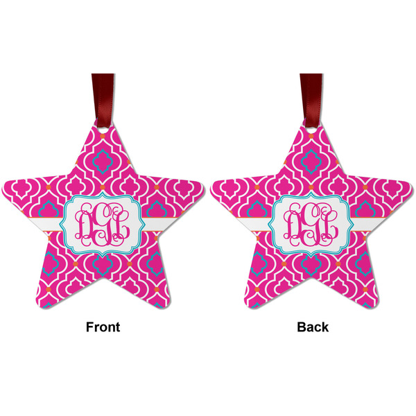Colorful Trellis Metal Star Ornament - Front and Back