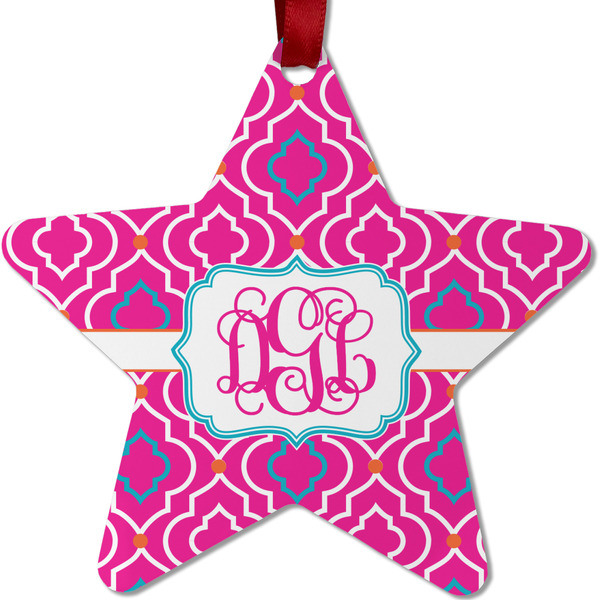 Colorful Trellis Metal Star Ornament - Front