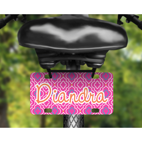 Colorful Trellis Mini License Plate on Bicycle