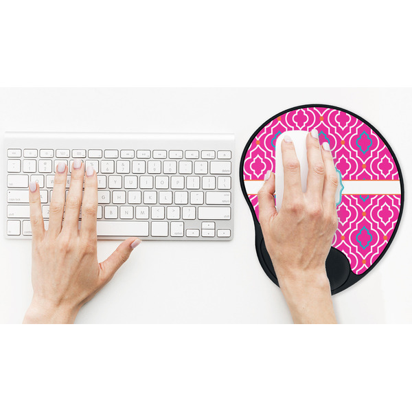Colorful Trellis Mouse Pad with Wrist Rest - LIFESYTLE 2 (in use)
