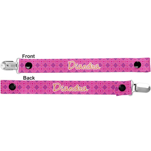 Colorful Trellis Pacifier Clip - Front and Back
