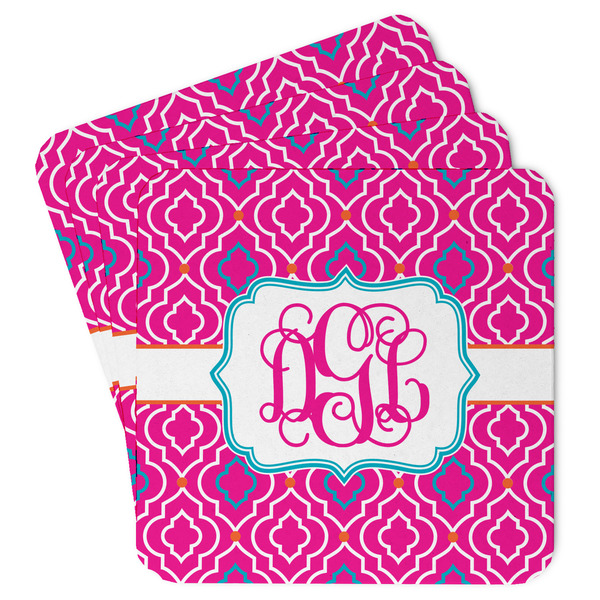 Custom Colorful Trellis Paper Coasters w/ Monograms
