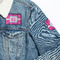 Colorful Trellis Patches Lifestyle Jean Jacket Detail
