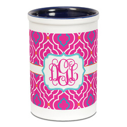 Colorful Trellis Ceramic Pencil Holders - Blue