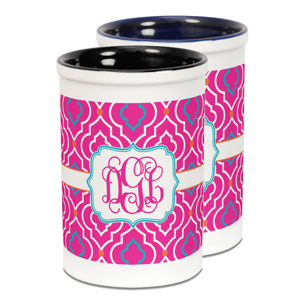 Custom Colorful Trellis Ceramic Pencil Holder - Large