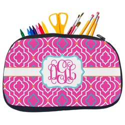 Colorful Trellis Neoprene Pencil Case - Medium w/ Monogram