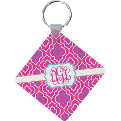 Colorful Trellis Diamond Plastic Keychain w/ Monogram