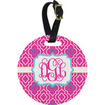 Colorful Trellis Plastic Luggage Tag - Round (Personalized)