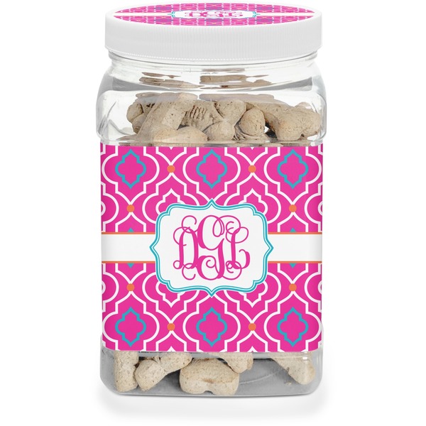 Custom Colorful Trellis Dog Treat Jar (Personalized)