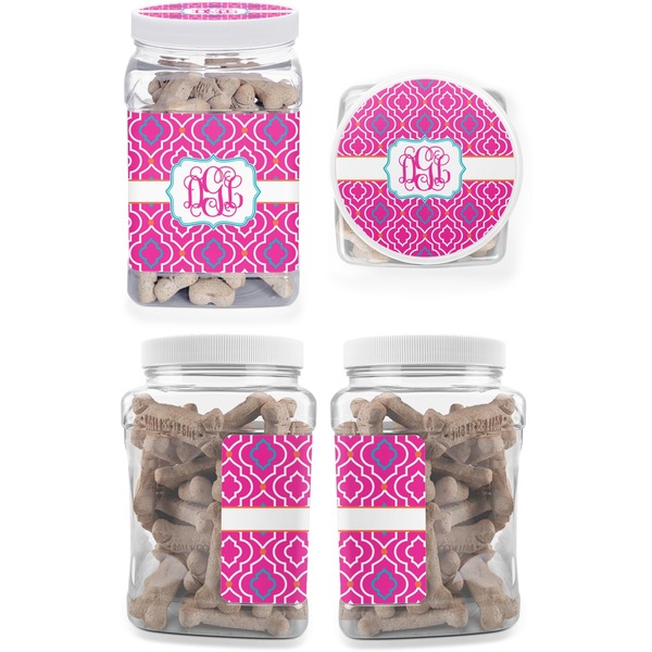 Colorful Trellis Pet Treat Jar - Multiple Angles