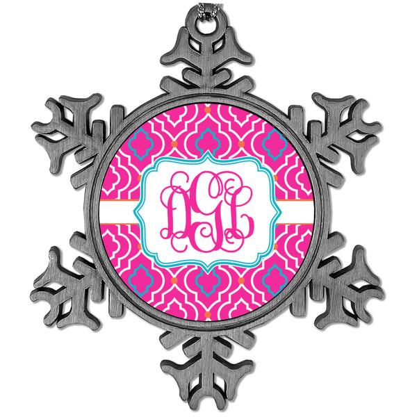 Custom Colorful Trellis Vintage Snowflake Ornament (Personalized)