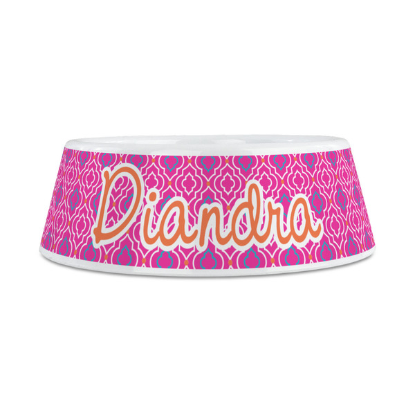 Colorful Trellis Plastic Dog Bowls - Medium - FRONT