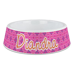 Colorful Trellis Plastic Dog Bowl - Large (Personalized)