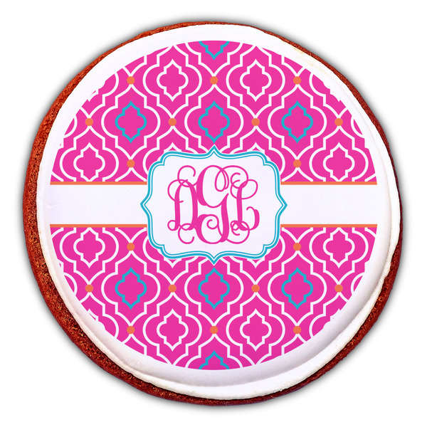 Colorful Trellis Printed Icing Circle - Large - On Cookie