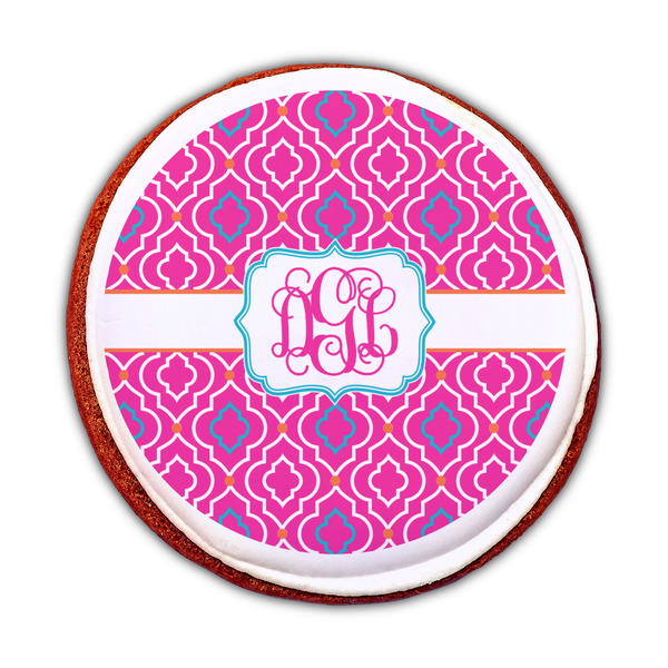 Colorful Trellis Printed Icing Circle - Medium - On Cookie