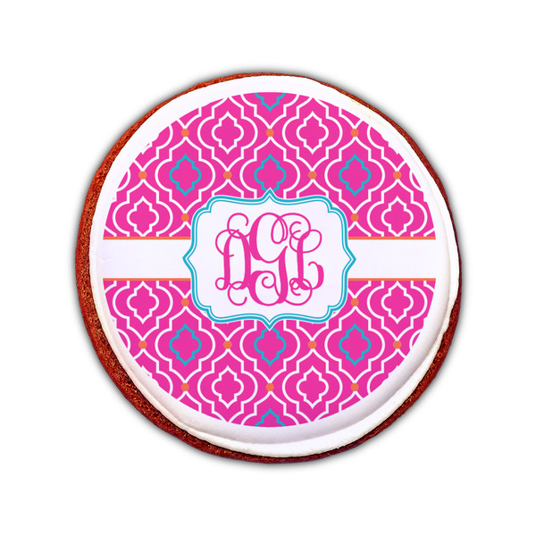 Colorful Trellis Printed Icing Circle - Small - On Cookie