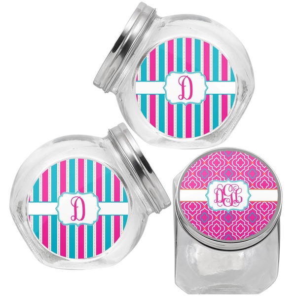 Colorful Trellis Puppy Treat Jar - Top Left Right