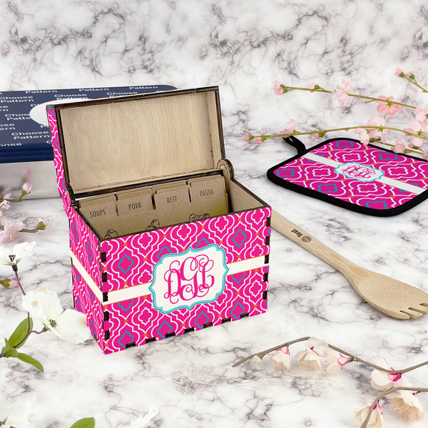 Colorful Trellis Recipe Box - Full Color - In Context