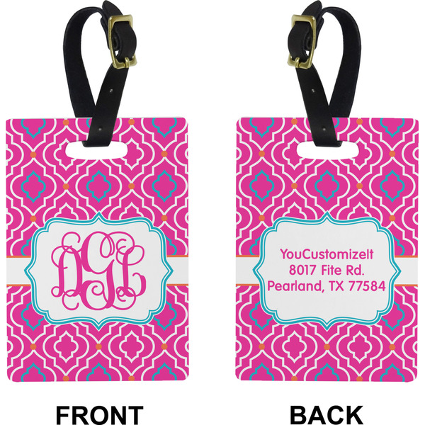 Colorful Trellis  Rectangle Luggage Tag (Front + Back)