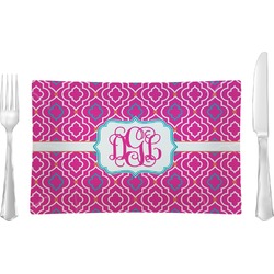 Colorful Trellis Rectangular Glass Lunch / Dinner Plate - Single or Set (Personalized)