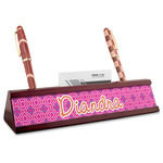 Colorful Trellis Red Mahogany Nameplate with Business Card Holder (Personalized)