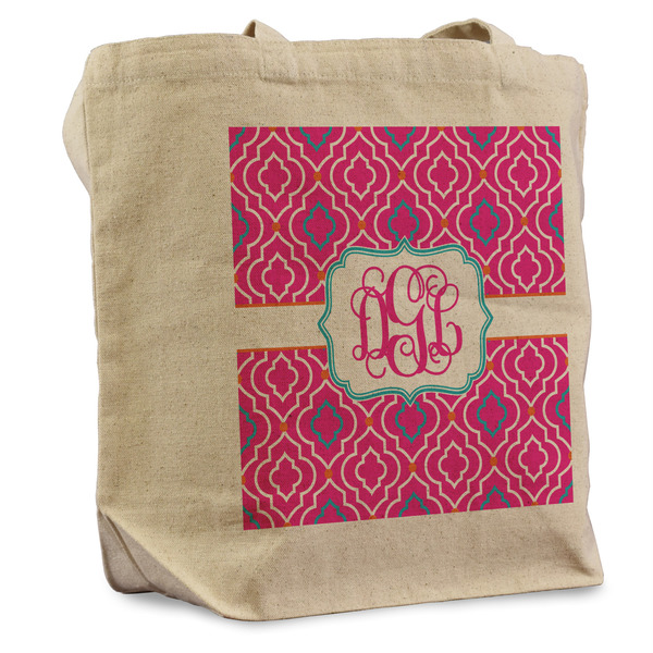 Custom Colorful Trellis Reusable Cotton Grocery Bag - Single (Personalized)