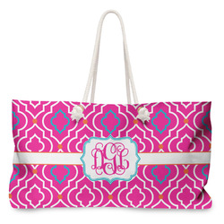 Colorful Trellis Large Tote Bag with Rope Handles (Personalized)
