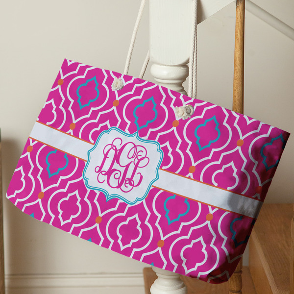 Colorful Trellis Large Rope Tote - Life Style