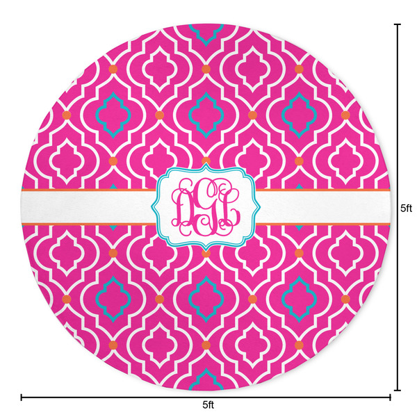 Colorful Trellis Round Area Rug - Size