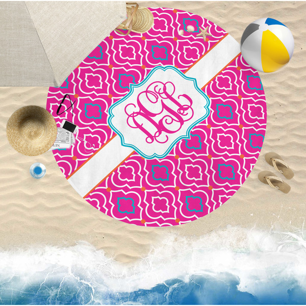 Colorful Trellis Round Beach Towel Lifestyle