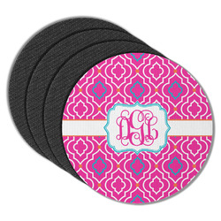 Colorful Trellis Round Rubber Backed Coasters - Set of 4 (Personalized)
