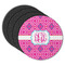 Colorful Trellis Round Rubber Backed Coasters - Set of 4 (Personalized)
