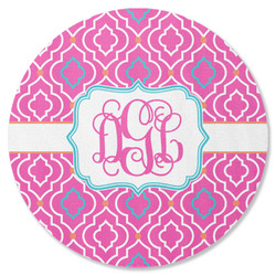 Colorful Trellis Round Rubber Backed Coaster (Personalized)
