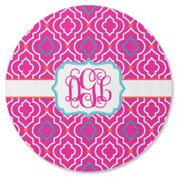 Colorful Trellis Round Rubber Backed Coaster (Personalized)