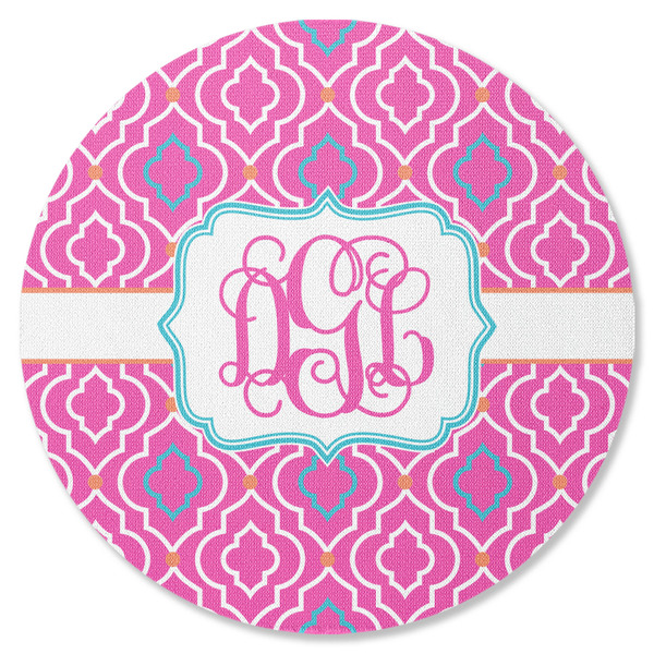 Custom Colorful Trellis Round Rubber Backed Coaster (Personalized)