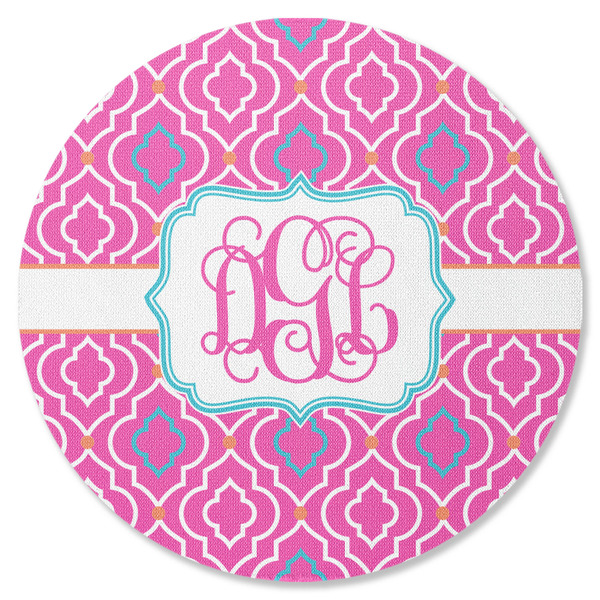 Colorful Trellis Round Coaster Rubber Back - Single