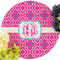 Colorful Trellis Round Linen Placemats - Front (w flowers)