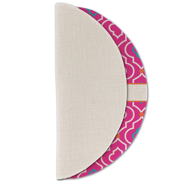 Colorful Trellis Round Linen Placemats - HALF FOLDED (single sided)